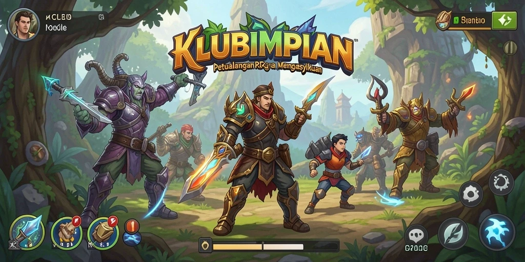 Tampilan gameplay KLUBIMPIAN yang mendebarkan dengan karakter yang unik.