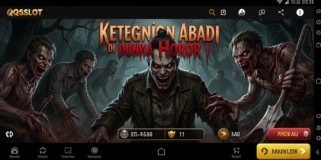 Screenshot menampilkan ketegangan gameplay QQSLOT dengan suasana horor yang mencekam.