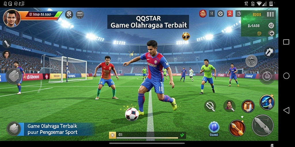 Screenshot utama QQSTAR menampilkan serunya pertandingan olahraga.