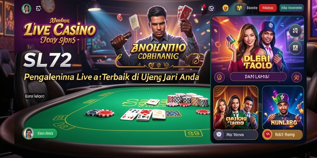 Screenshot SL72 menampilkan dealer yang siap menghibur dalam gameplay Live Casino.