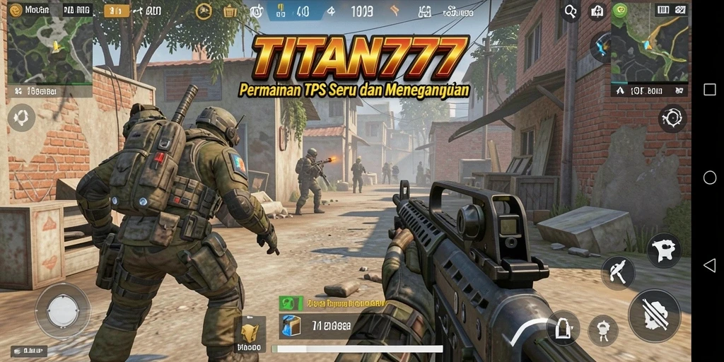 Tampilan gameplay TITAN777 yang penuh aksi dan strategi TPS.