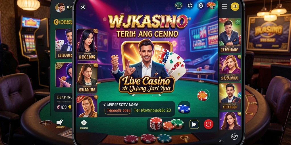 Screenshot gameplay WJKASINO menampilkan dealer langsung dalam suasana penuh aksi.