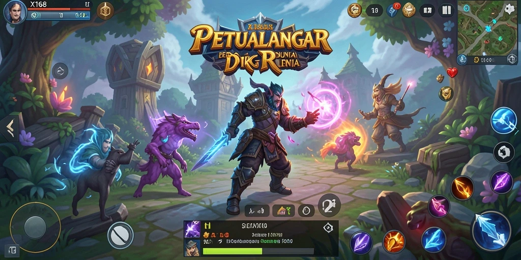 Tampilan gameplay X168 menampilkan aksi karakter yang dinamis dalam pertempuran RPG.